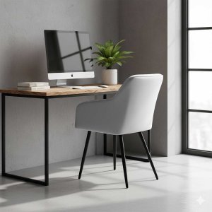 Mebel Elite 4x Krzesło tapicerowane z przeszyciami kwadratowymi Szare LUXANO Czarne nogi 12