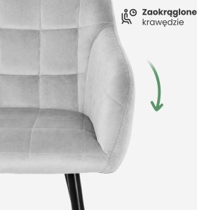 Mebel Elite 4x Krzesło tapicerowane z przeszyciami kwadratowymi Szare LUXANO Czarne nogi 6