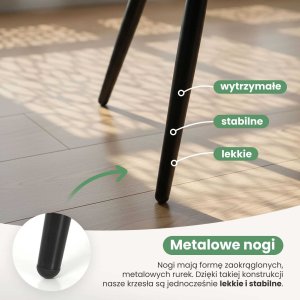 Mebel Elite 4x Krzesło tapicerowane z przeszyciami kwadratowymi Szare LUXANO Czarne nogi 9