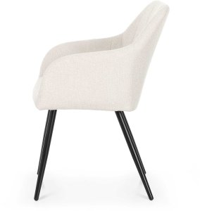 Selsey 4x Krzesło tapicerowane z przeszyciami kwadratowymi Kremowe LUXANO Czarne nogi tkanina Lumos 4