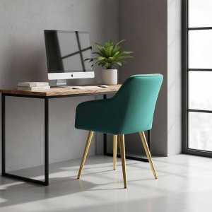 Selsey 4x Krzesło tapicerowane z przeszyciami kwadratowymi Butelkowa Zieleń LUXANO Złote nogi 12