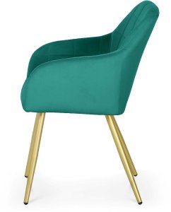 Selsey 4x Krzesło tapicerowane z przeszyciami kwadratowymi Butelkowa Zieleń LUXANO Złote nogi 4