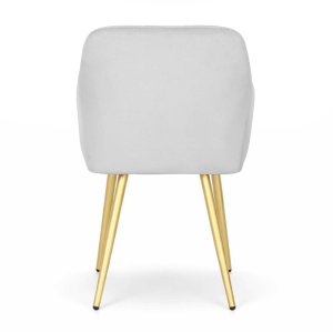 Mebel Elite 4x Krzesło tapicerowane z przeszyciami kwadratowymi Szare LUXANO Złote nogi 6