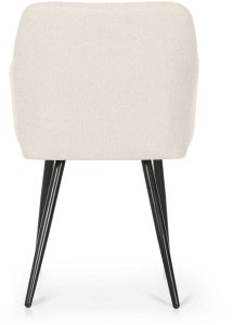 Selsey 6x Krzesło tapicerowane z przeszyciami kwadratowymi Kremowe LUXANO Czarne nogi tkanina Lumos 5