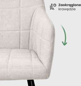 Selsey 6x Krzesło tapicerowane z przeszyciami kwadratowymi Kremowe LUXANO Czarne nogi tkanina Lumos 6