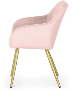 Selsey 4x Krzesło tapicerowane z przeszyciami kwadratowymi Pudrowy Róż LUXANO Złote nogi 4