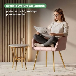 Selsey 4x Krzesło tapicerowane z przeszyciami kwadratowymi Pudrowy Róż LUXANO Złote nogi 8