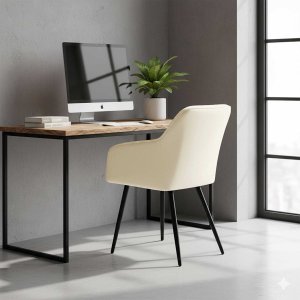 Fabryka Mebli Akord 2x Welurowe krzesło tapicerowane pikowane Kremowe DIAMANTE Czarne nogi 12