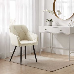 Fabryka Mebli Akord 2x Welurowe krzesło tapicerowane pikowane Kremowe DIAMANTE Czarne nogi 13