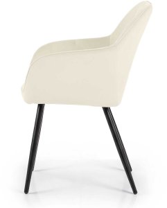 Fabryka Mebli Akord 2x Welurowe krzesło tapicerowane pikowane Kremowe DIAMANTE Czarne nogi 4
