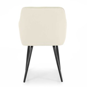 Fabryka Mebli Akord 2x Welurowe krzesło tapicerowane pikowane Kremowe DIAMANTE Czarne nogi 5