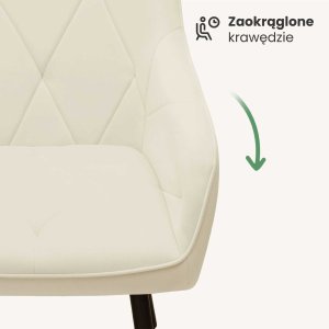 Fabryka Mebli Akord 2x Welurowe krzesło tapicerowane pikowane Kremowe DIAMANTE Czarne nogi 6