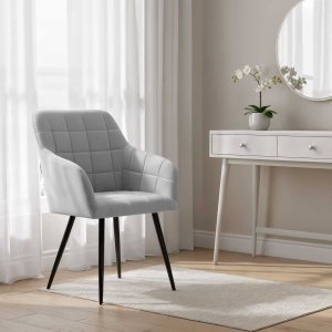 Mebel Elite 6x Krzesło tapicerowane z przeszyciami kwadratowymi Szare LUXANO Czarne nogi 13