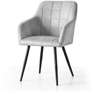 Mebel Elite 6x Krzesło tapicerowane z przeszyciami kwadratowymi Szare LUXANO Czarne nogi 2