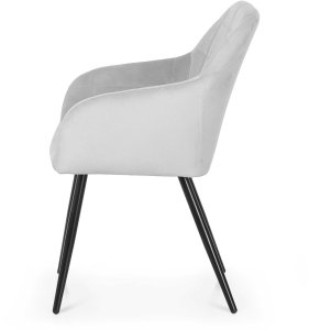 Mebel Elite 6x Krzesło tapicerowane z przeszyciami kwadratowymi Szare LUXANO Czarne nogi 4