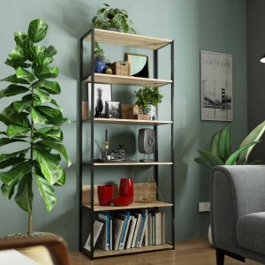 Tectake REGAŁ INDUSTRIALNY 800 CZARNY/DĄB SONOMA 8