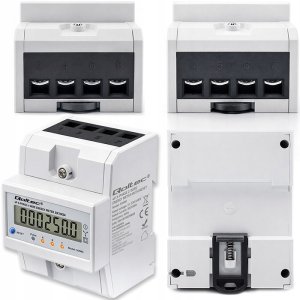 Qoltec Trójfazowy elektroniczny licznik z resetem | miernik zużycia energii na szynę DIN | 400V | 100A | LCD | LED | 4P 12