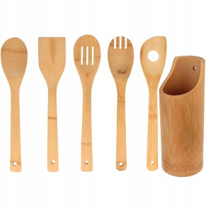 Brunbeste Przybory kuchenne w stojaku drewniane zestaw przyborów 6-ele BRUNBESTE BB-1573 3