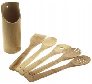 Brunbeste Przybory kuchenne w stojaku drewniane zestaw przyborów 6-ele BRUNBESTE BB-1573 8