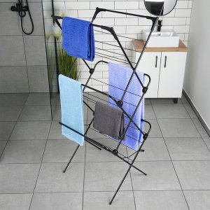 Vilde Suszarka na pranie metalowa czarna pionowa 61x58x136cm VILDE 568003 11