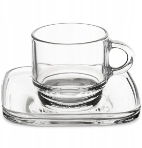 lav Filiżanka do kawy ze spodkiem szklana 75ml 6 sztuk LAV 129671 2