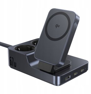 Ładowarka Baseus Stacja ładująca Baseus NOMOS ND11 67W 6w1 bezprzewodowa z dwoma gniazdami AC - czarna 9