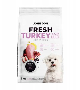 John Dog John Dog ADULT FRESH TURKEY & BEEF Karma sucha dla psa 3kg 2