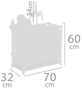 1DEA.me Łóżeczko dla lalek z krzesełkiem i szafą 3w1 3