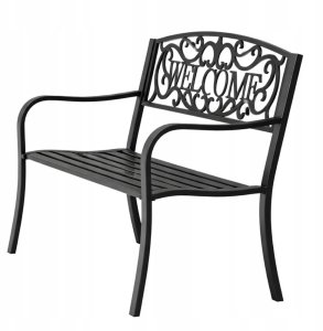 Lean Ławka Ogrodowa Taras Ogród Park Metalowa Oparcie WELCOME Czarna 127 cm 2