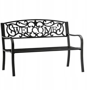 Lean Ławka Ogrodowa Taras Ogród Park Metalowa Oparcie WELCOME Czarna 127 cm 4