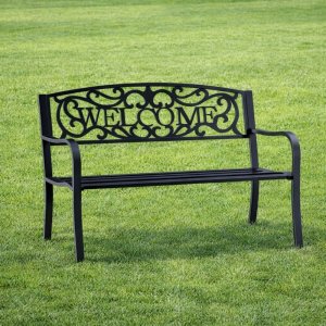 Lean Ławka Ogrodowa Taras Ogród Park Metalowa Oparcie WELCOME Czarna 127 cm 7