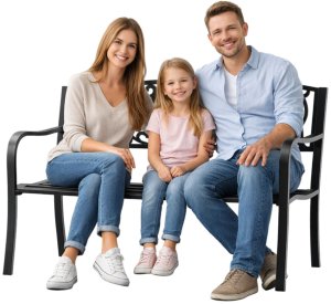 Lean Ławka Ogrodowa Taras Ogród Park Metalowa Oparcie Zdobiona Czarna 127 cm 19