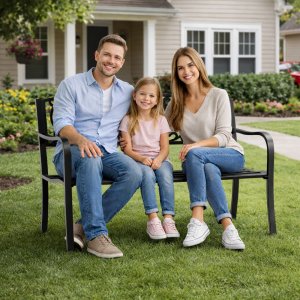 Lean Ławka Ogrodowa Taras Ogród Park Metalowa Oparcie Zdobiona Czarna 127 cm 24