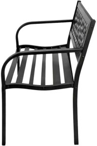 Lean Ławka Ogrodowa Parkowa Taras Ogród Metalowa Oparcie Czarna 120 cm 3