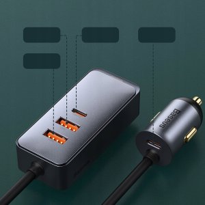 Ładowarka Baseus Baseus Share Together PPS Multi-port Fast charge Car Charger with Extension Cord 2U+2C 120W Space Grey 9