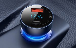 Ładowarka Baseus Ładowarka samochodowa Baseus Particular 65W USB-A USB-C QC PPS z wyświelaczem cyfrowym - ciemnoszara 5