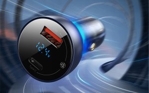 Ładowarka Baseus Ładowarka samochodowa Baseus Particular 65W USB-A USB-C QC PPS z wyświelaczem cyfrowym - ciemnoszara 6