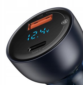 Ładowarka Baseus Ładowarka samochodowa Baseus Particular 65W USB-A USB-C QC PPS z wyświelaczem cyfrowym - ciemnoszara 9