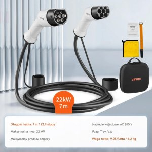 Kabel do ładowania samochodów Kabel ładowania EV Type 2 22kW 32A 7m 3 fazy do auta elektrycznego 2