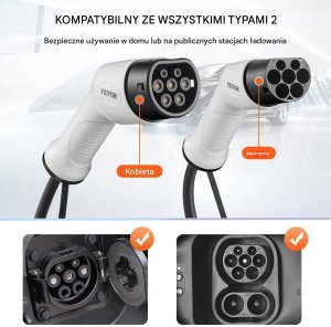 Kabel do ładowania samochodów Kabel ładowania EV Type 2 22kW 32A 7m 3 fazy do auta elektrycznego 4