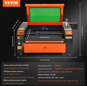 Ploter Laser CO2 100W ploter laserowy 60x90 cm 500 mm/s Air Assist grawer cięcie 2