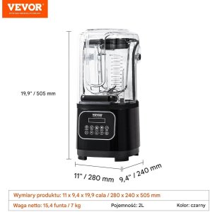 Blender kielichowy Blender kielichowy 2L 9 prędkości stal nierdzewna kruszenie lodu smoothie 2