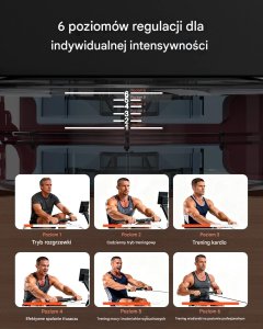 Wioślarz Wioślarz wodny drewniany składany 6 poziomów oporu LCD trening domowy 5