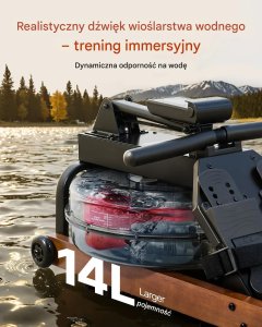 Wioślarz Wioślarz wodny drewniany składany 6 poziomów oporu LCD trening domowy 6