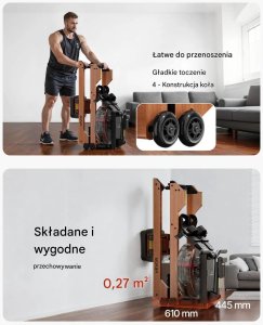 Wioślarz Wioślarz wodny drewniany składany 6 poziomów oporu LCD trening domowy 7