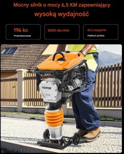 Ubijak stopowy zagęszczarka 6,5KM 196cc 3600lbs do gruntu 6