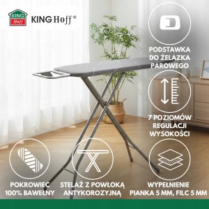 KingHoff Deska do prasowania z podstawką, 7 poziomów, KINGHOFF KH-1939 3