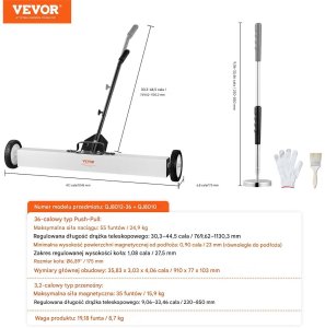 MSW Zamiatarka magnetyczna 91cm na kółkach teleskopowa warsztat 2