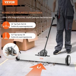 MSW Zamiatarka magnetyczna 91cm na kółkach teleskopowa warsztat 3