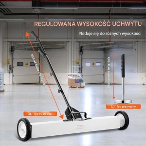 MSW Zamiatarka magnetyczna 91cm na kółkach teleskopowa warsztat 5
